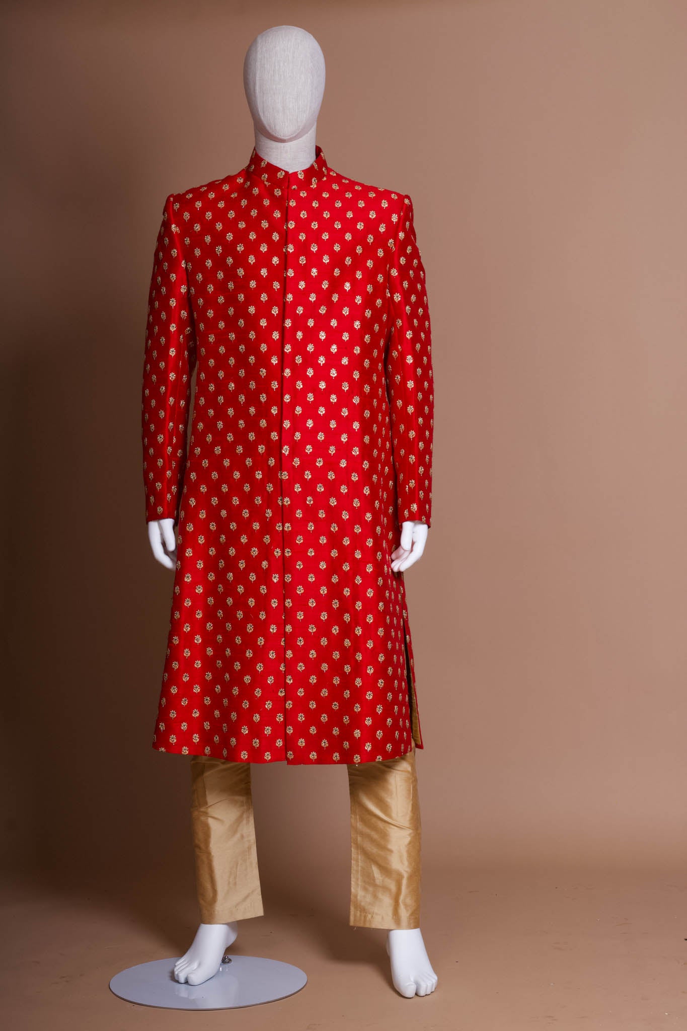Sabyasachi Mens Red Meera Buti Sherwani