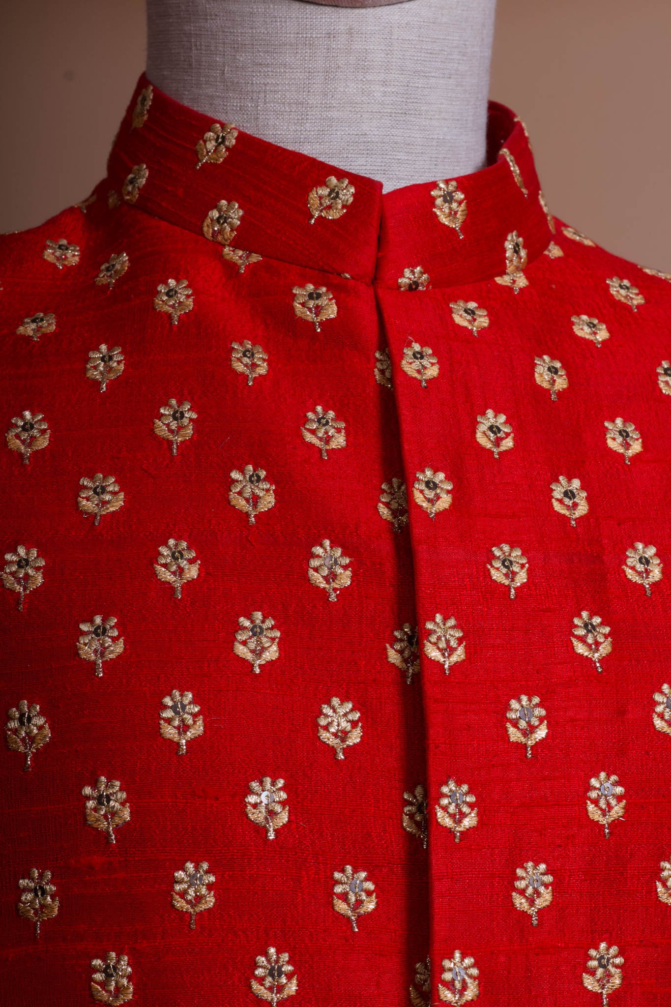 Sabyasachi Mens Red Meera Buti Sherwani