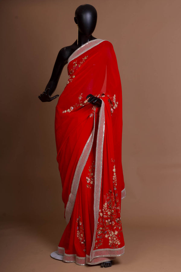 Red Anamika Khanna Saree