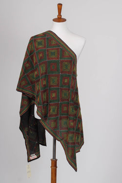 Black Geometric Kantha Scarf