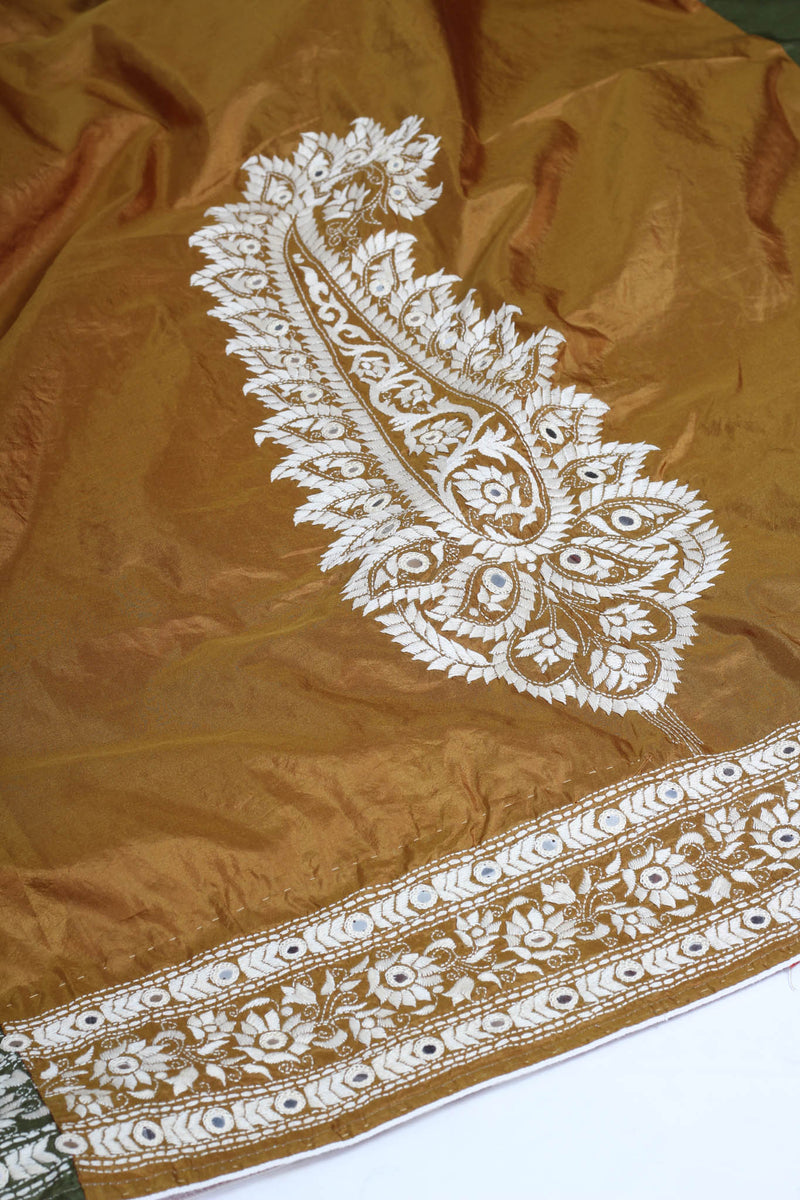 Kantha Saree Embroidered on Bangalore Silk