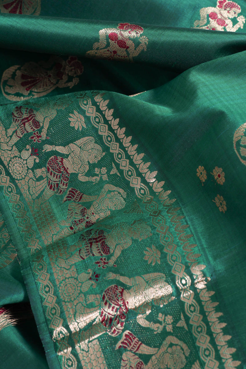 Green silk baluchari saree