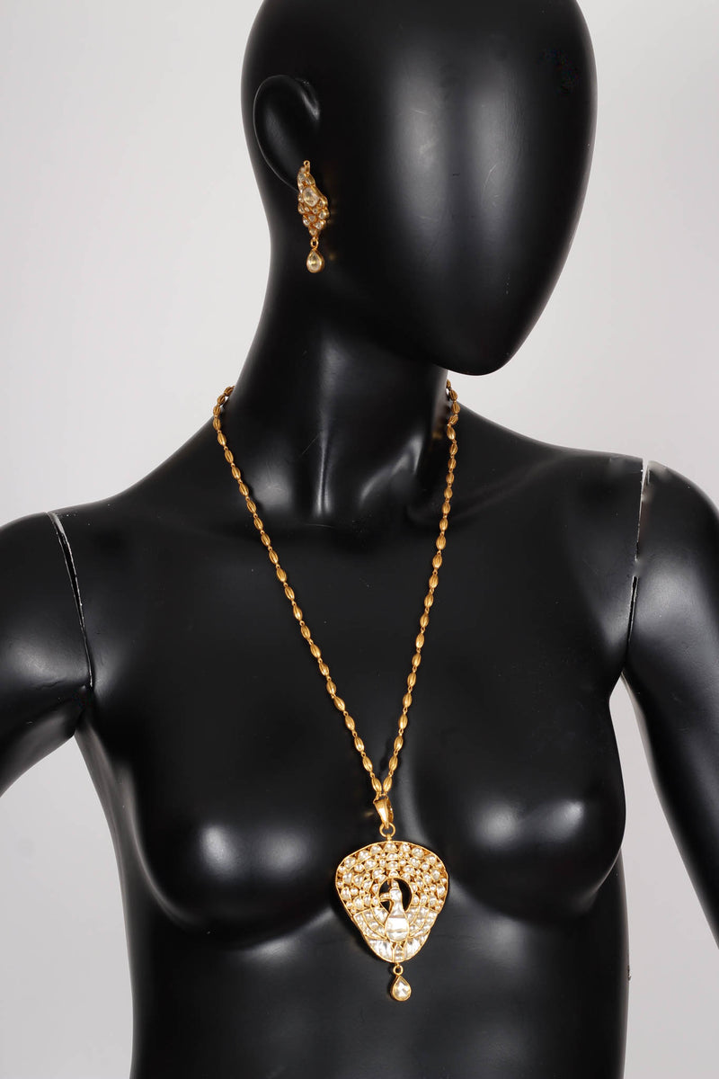 Silver Gold Plated Amrapali Peacock Necklace Set