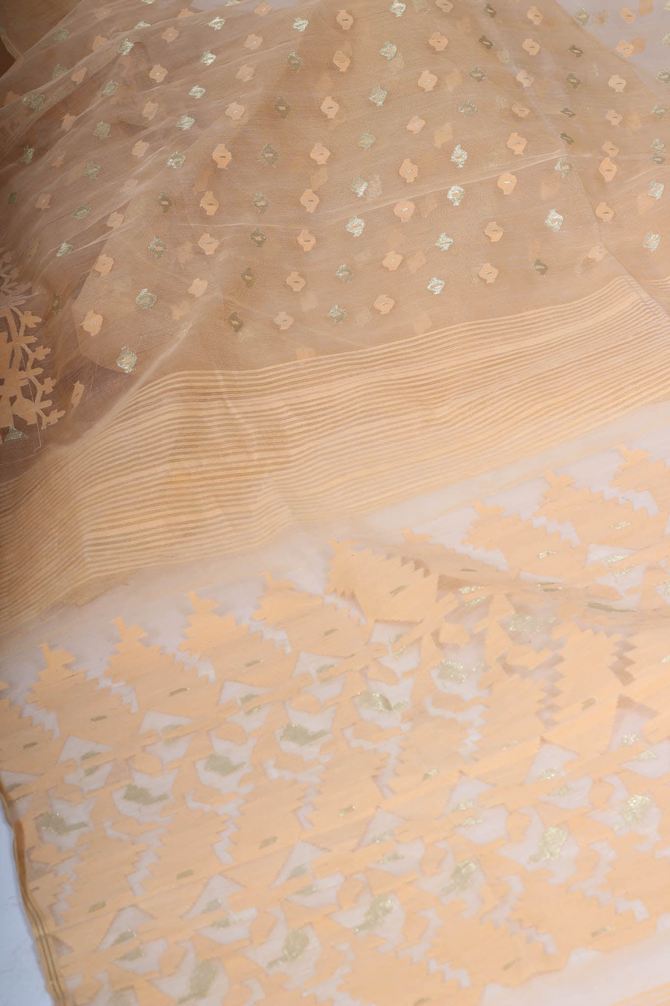 Beige Heirloom Jamdani saree