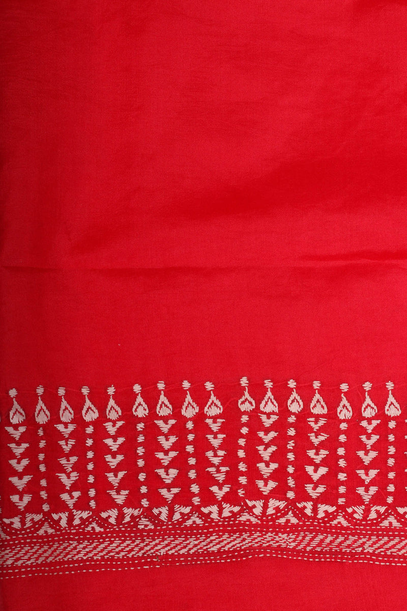 Red Kantha Saree