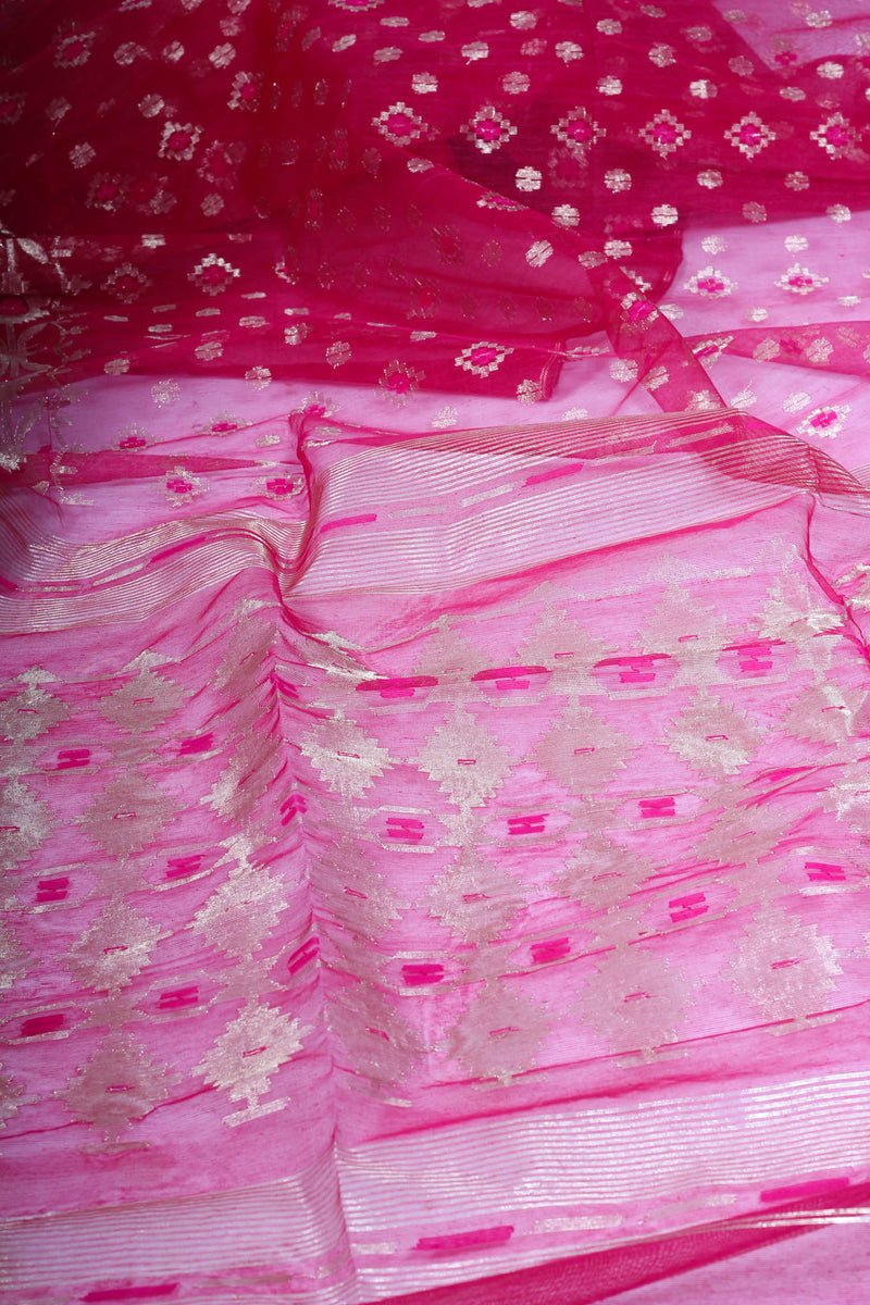 Pink Heirloom Jamdani saree