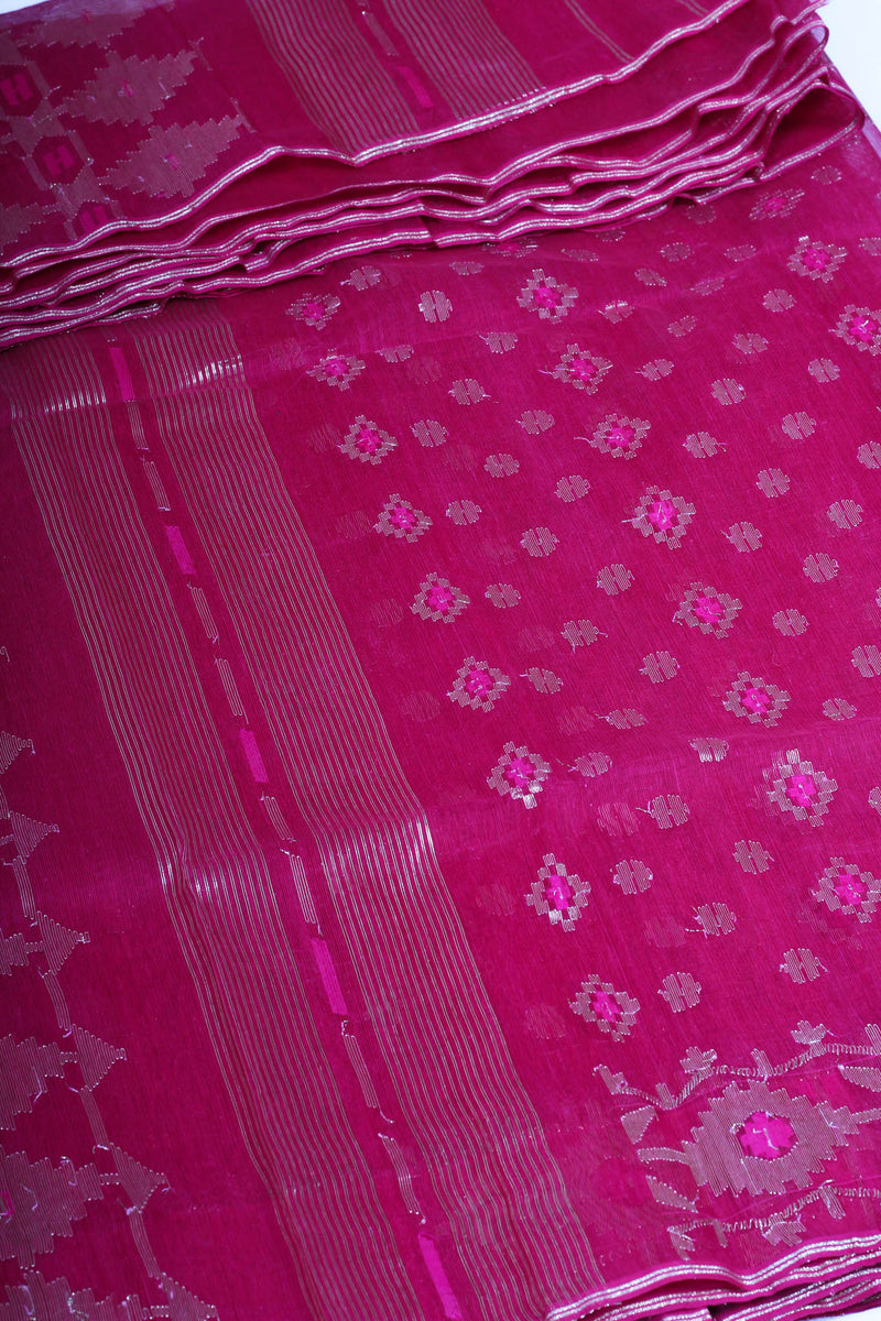Pink Heirloom Jamdani saree