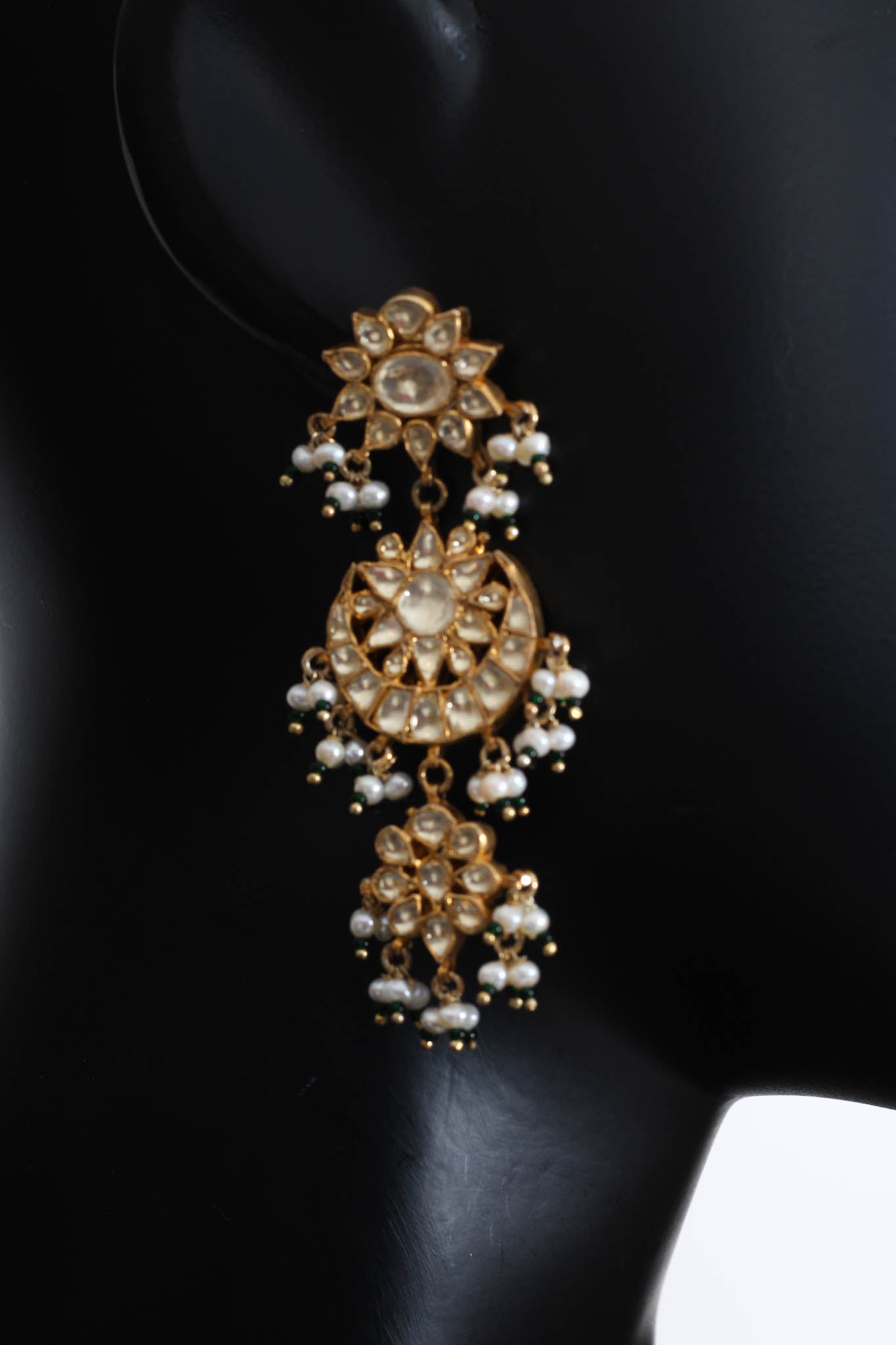 Silver Gold Plated Glass Pearl Amrapali Earrings