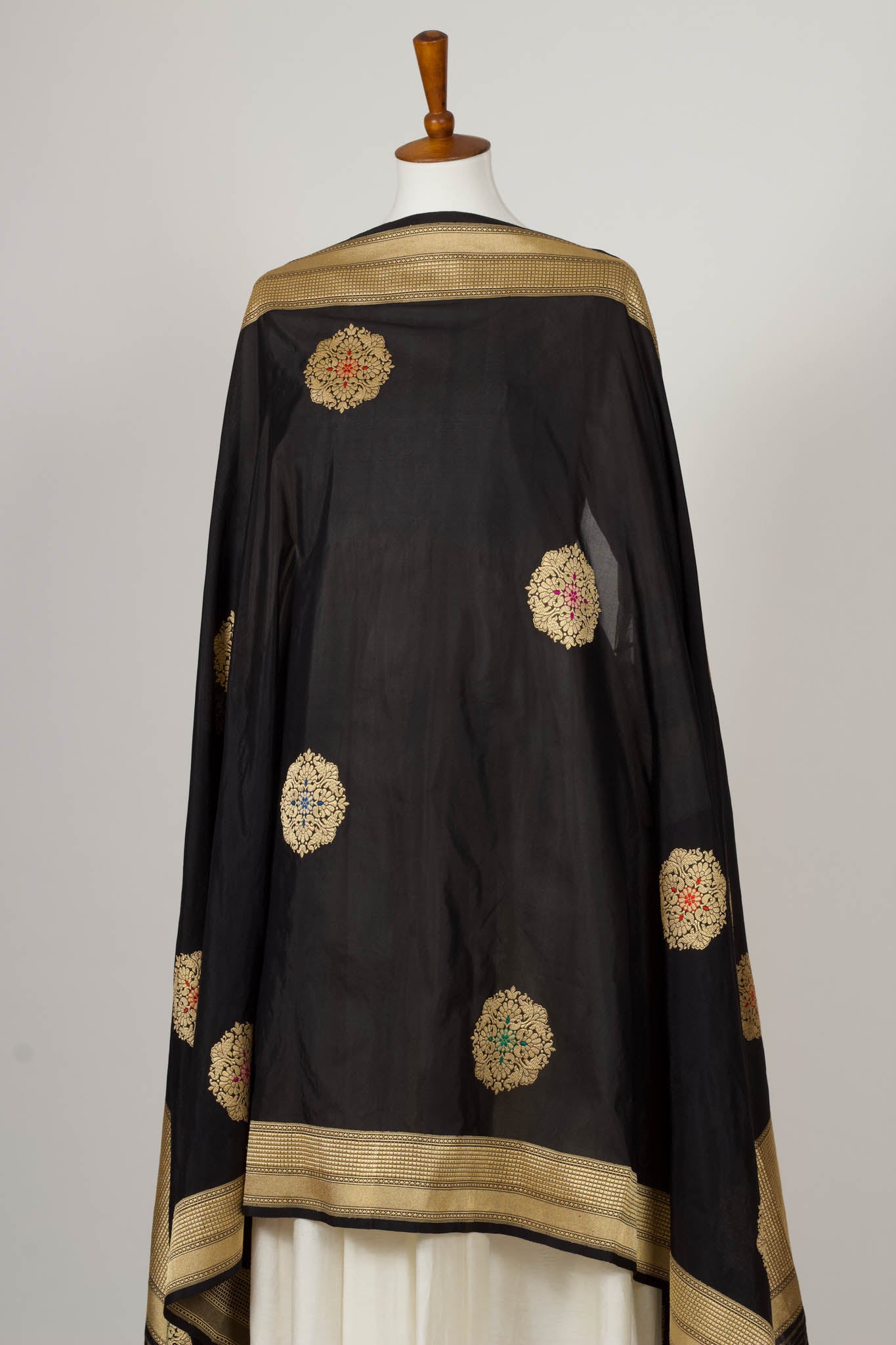 Black benarasi silk dupatta