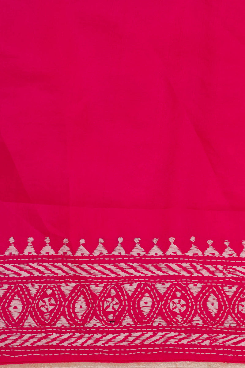 Pink kantha saree