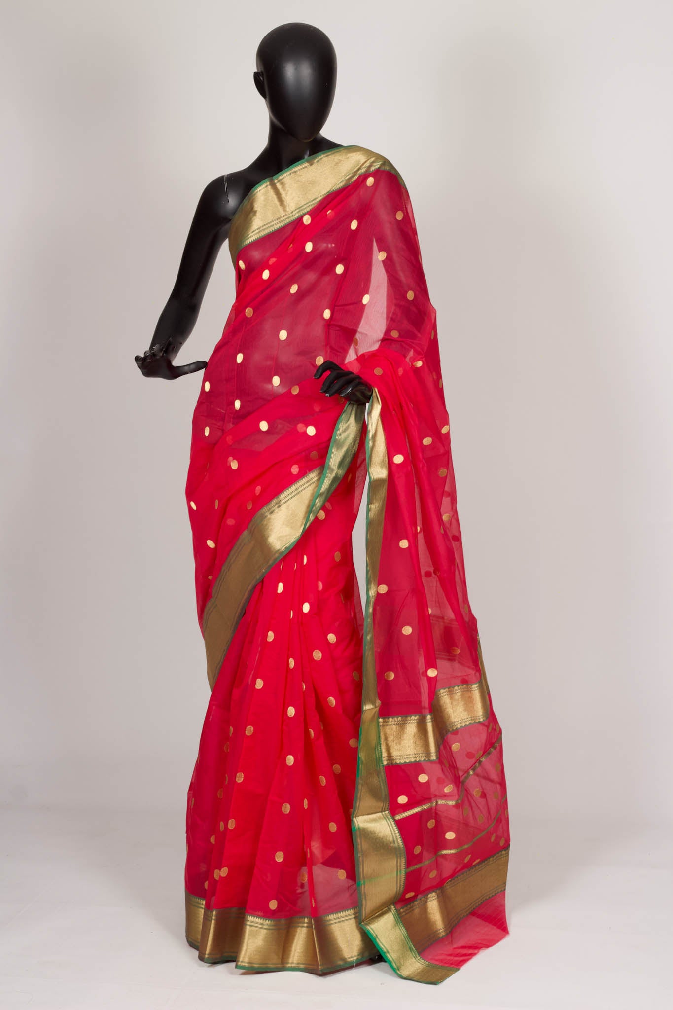 Hot Pink Chanderi saree