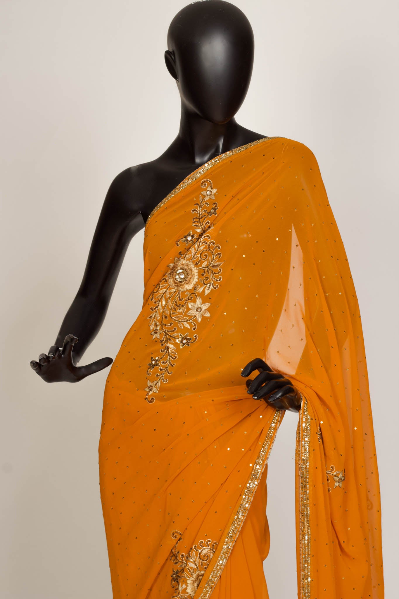 Orange Georegette Saree