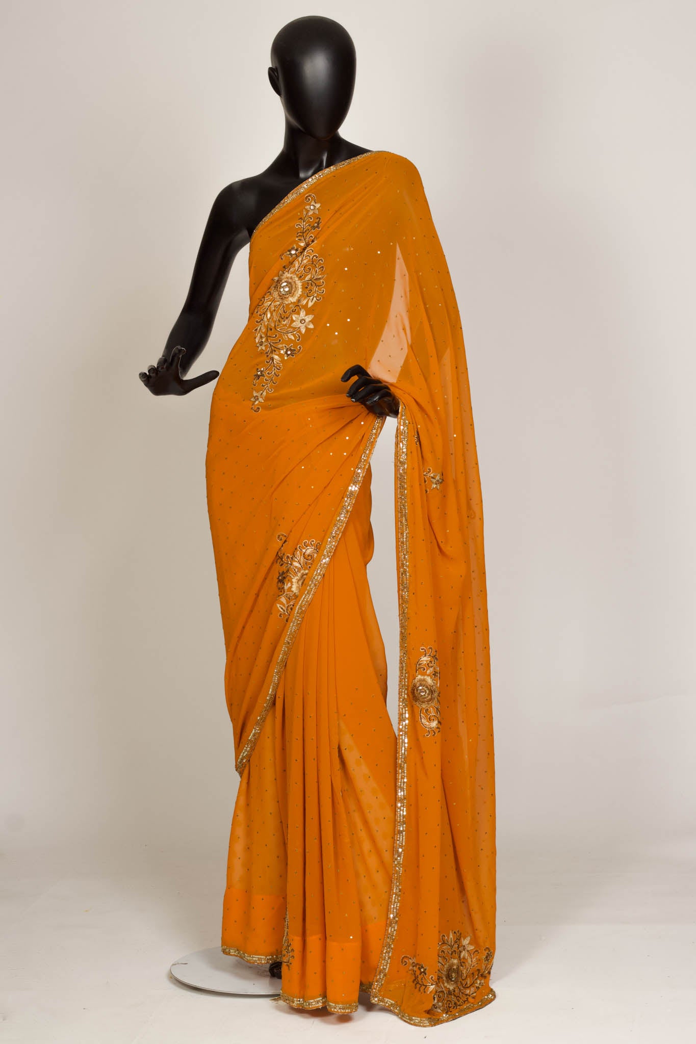 Orange Georegette Saree