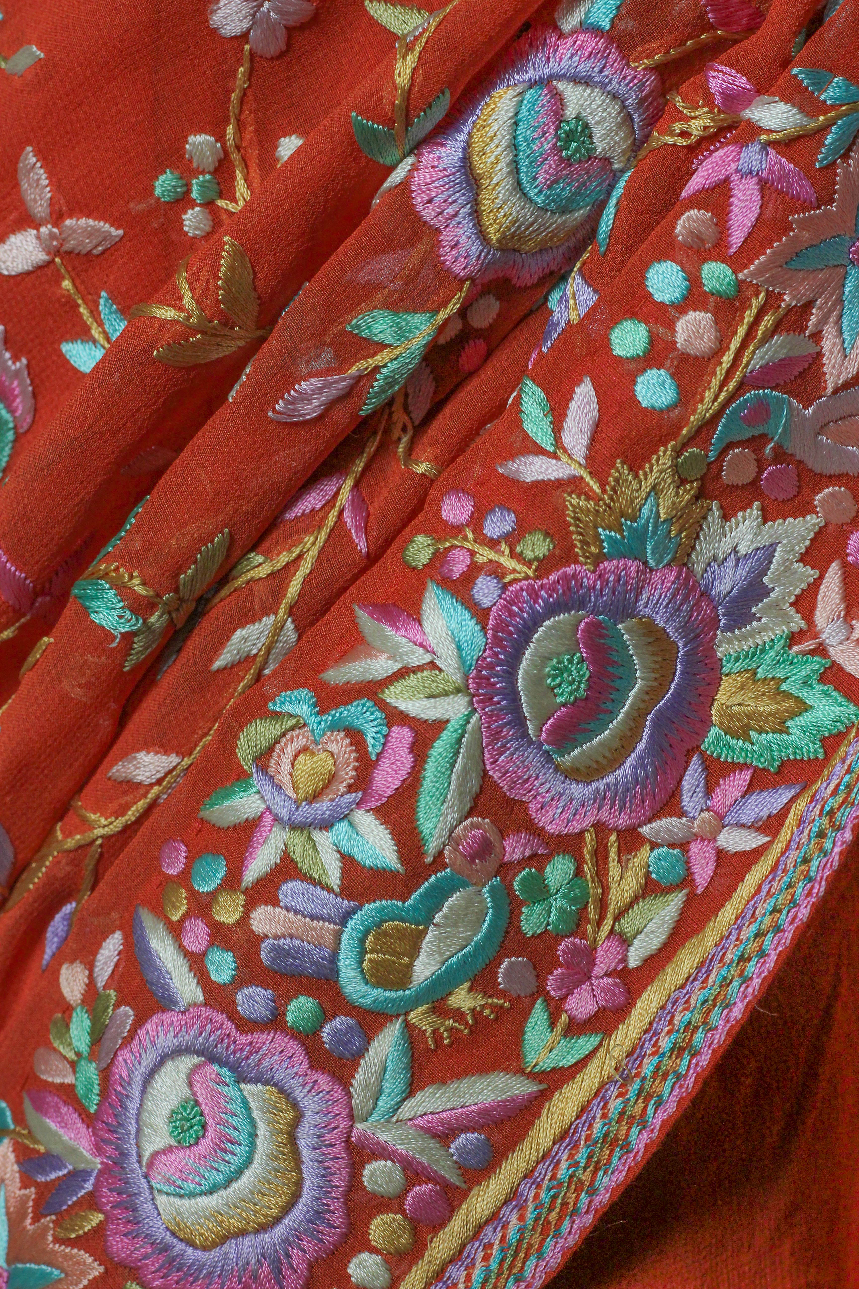 Orange gara parsi saree
