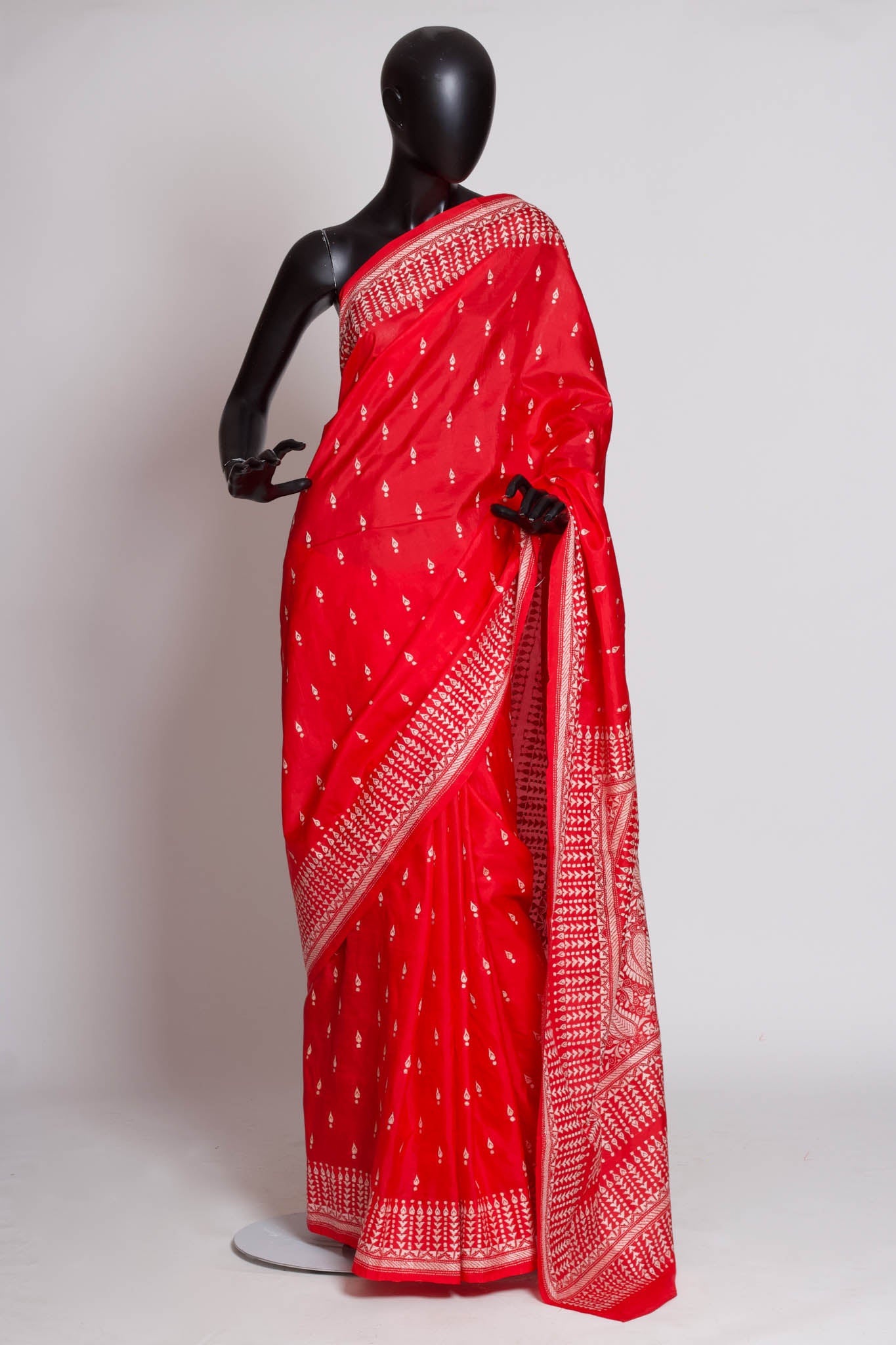 Red Kantha Saree