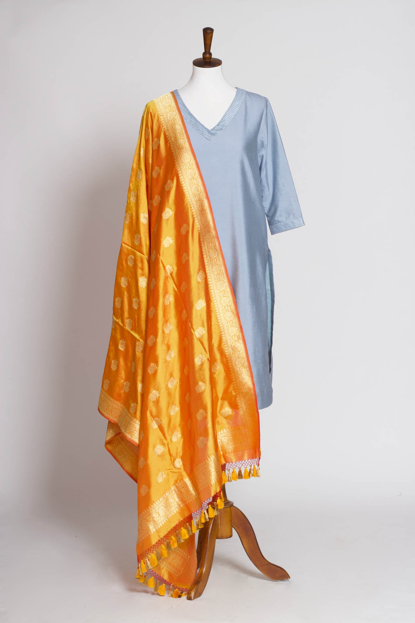 Marigold benarasi silk dupatta