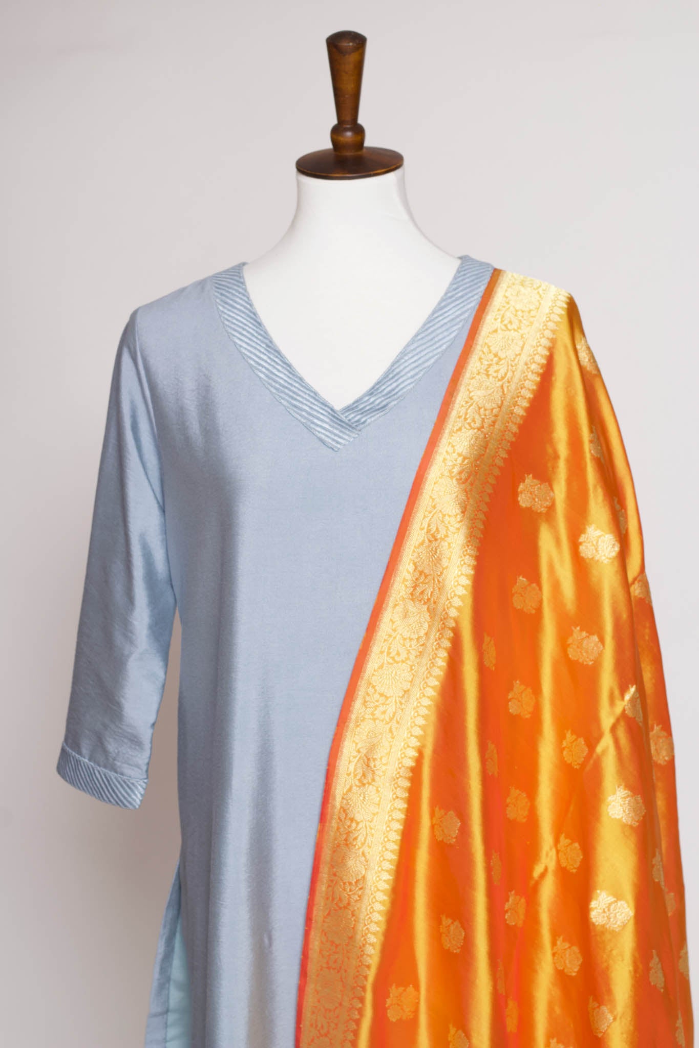 Marigold benarasi silk dupatta