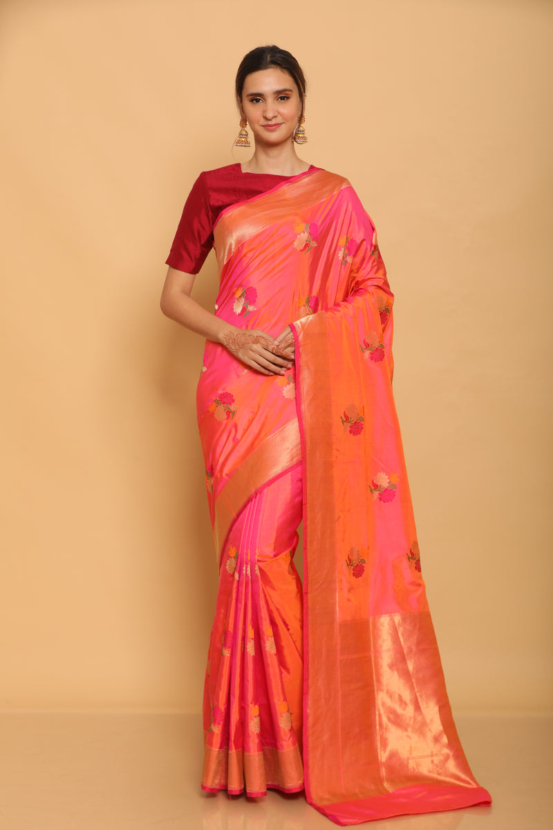 Short Color Karwa Benarasi Silk Saree