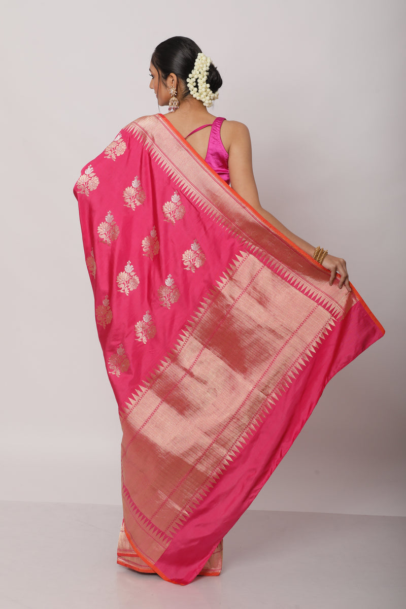 Hot Pink Karwa Benarasi Saree