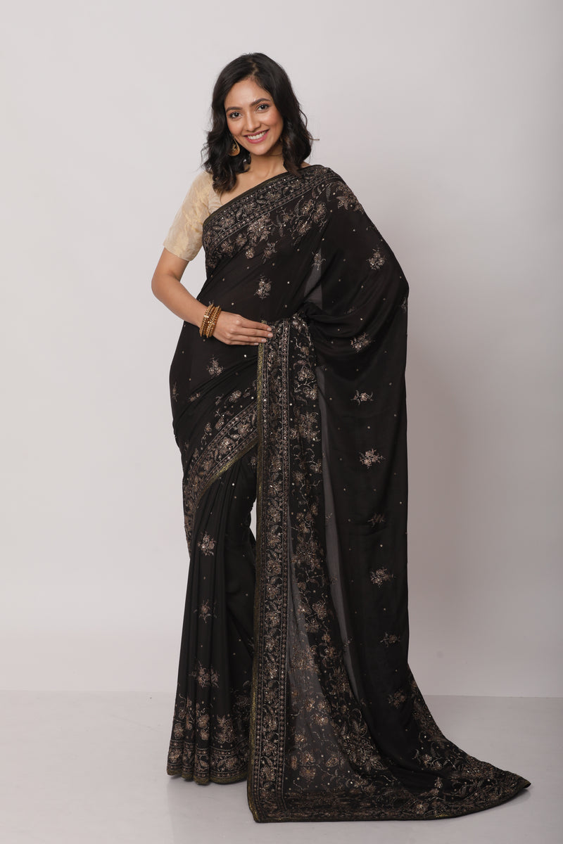 Ritu Kumar Black Georgette Saree