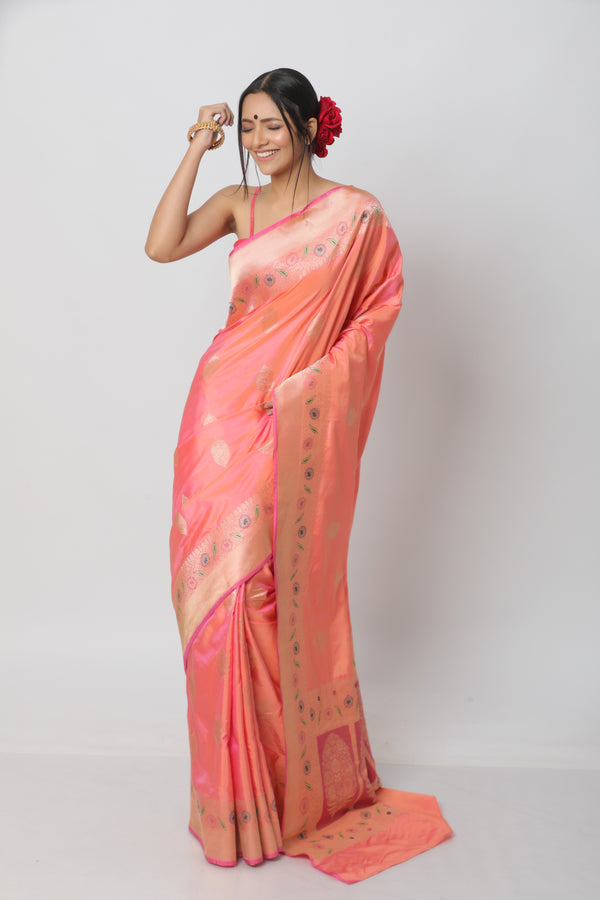 Pink Karwa Benarasi Silk Saree