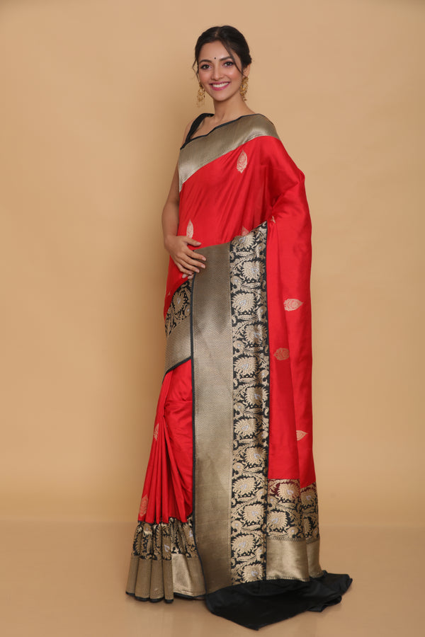 Lal Kali Benarasi Katan Silk saree