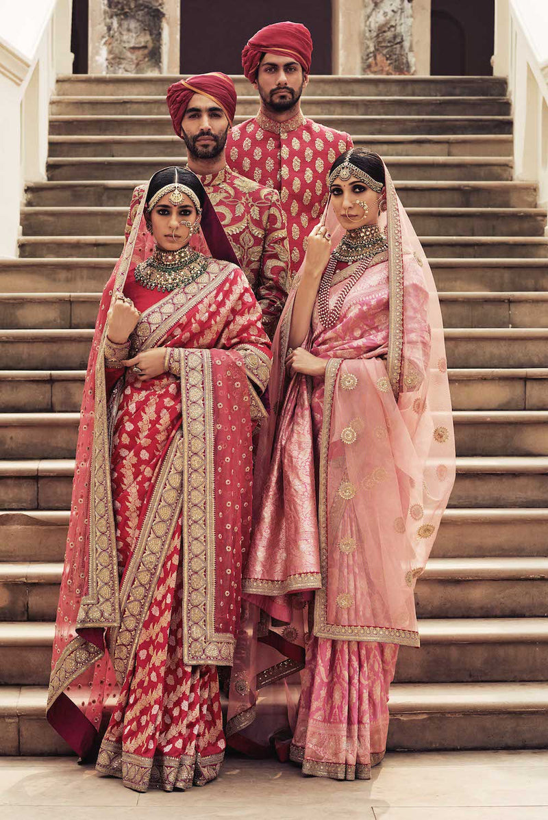 Red Sabyasachi Bridal Saree Style Fancy Sadi Design