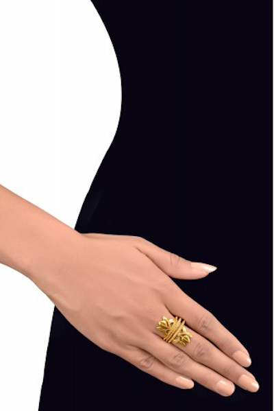 Anitta Crystal Leaf ring – My Gold lotus Designs