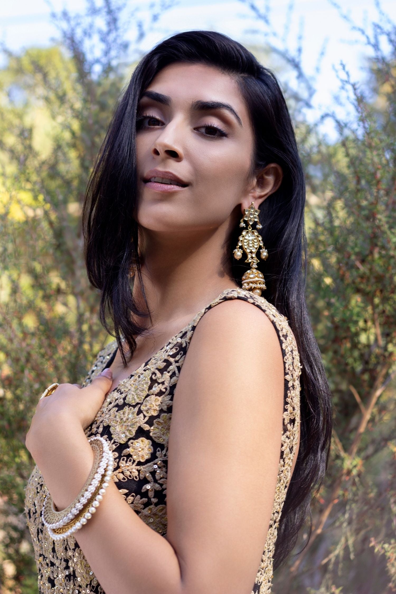Silver Gold Plated Amrapali Jhumka Earrings