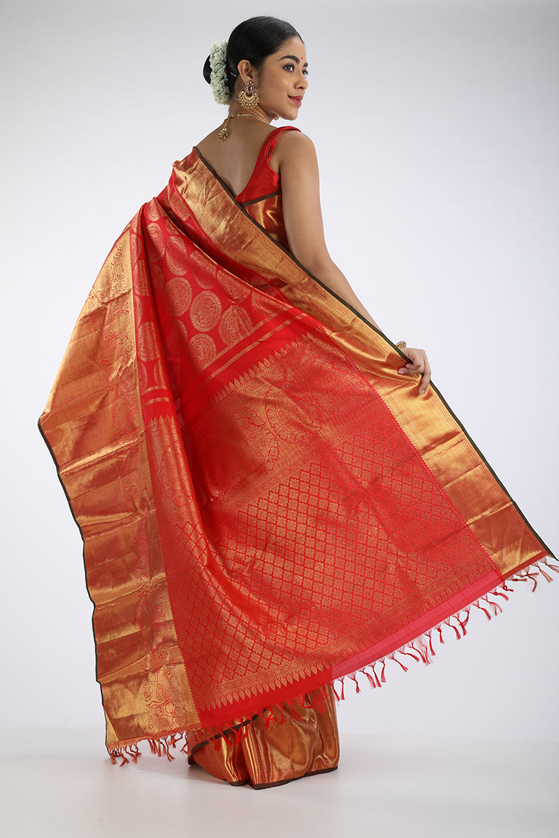 Red kanjiveram silk saree