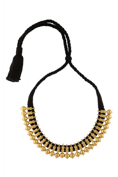 Silver Gold Plated Black Thread Kerala Necklace