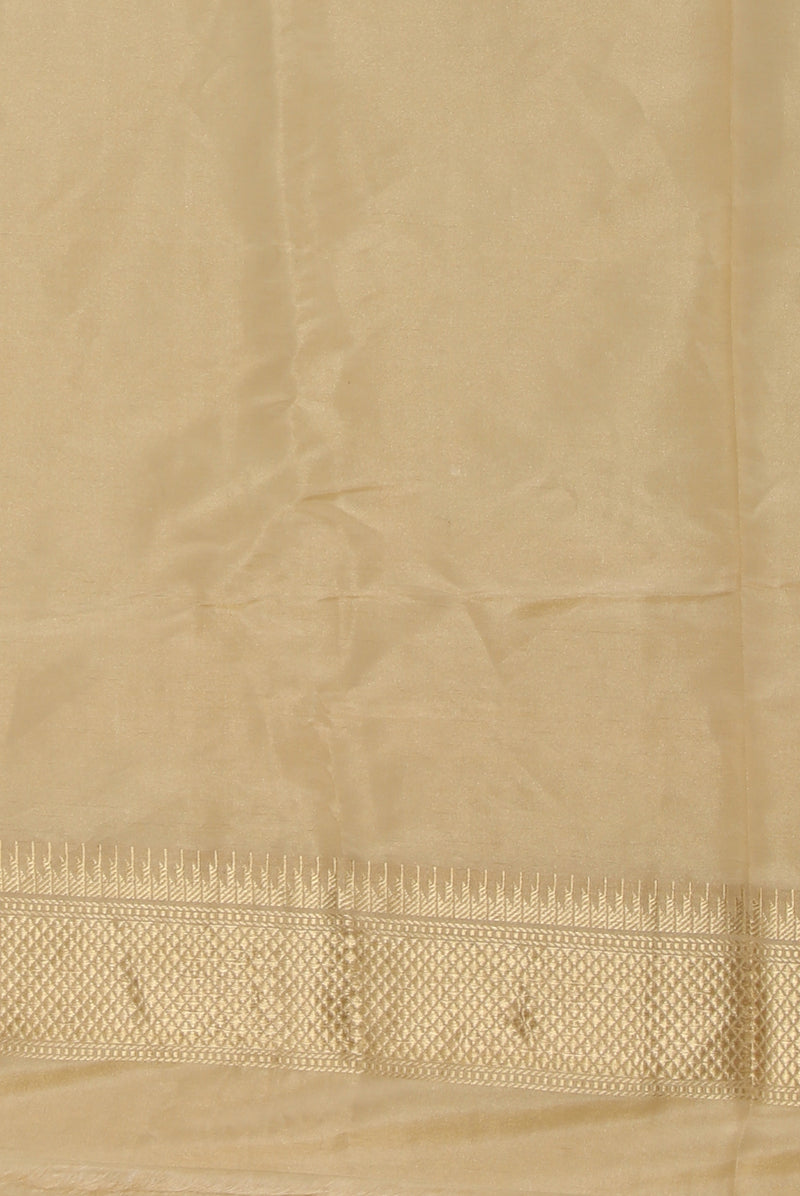 White and gold kora silk benarasi saree