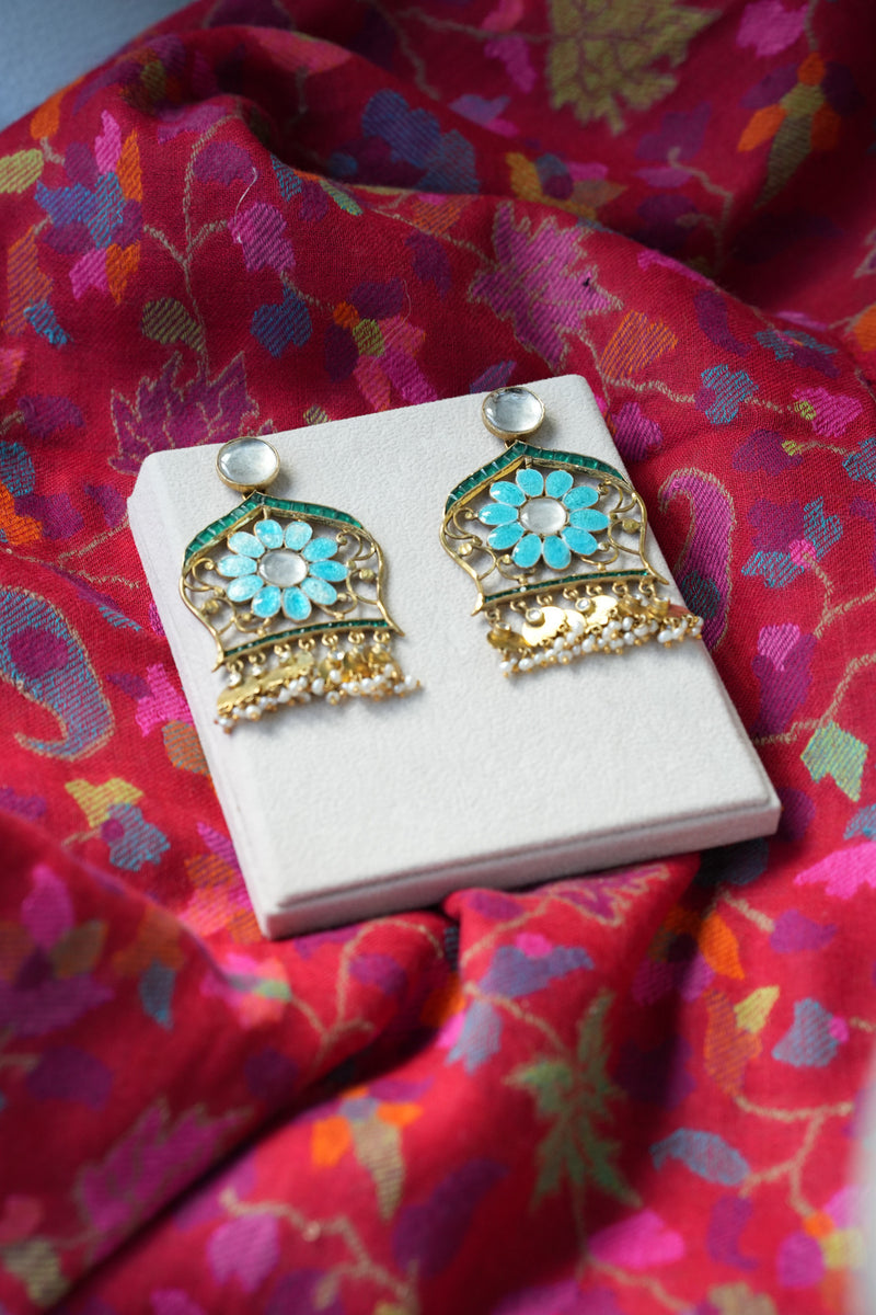 Silver Gold Plated Glass Earrings
