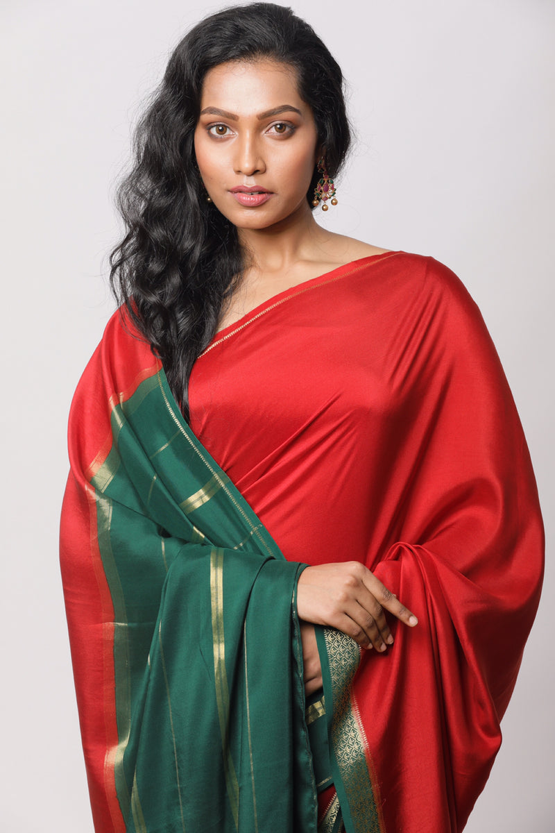 Authentic Red Mysore silk saree