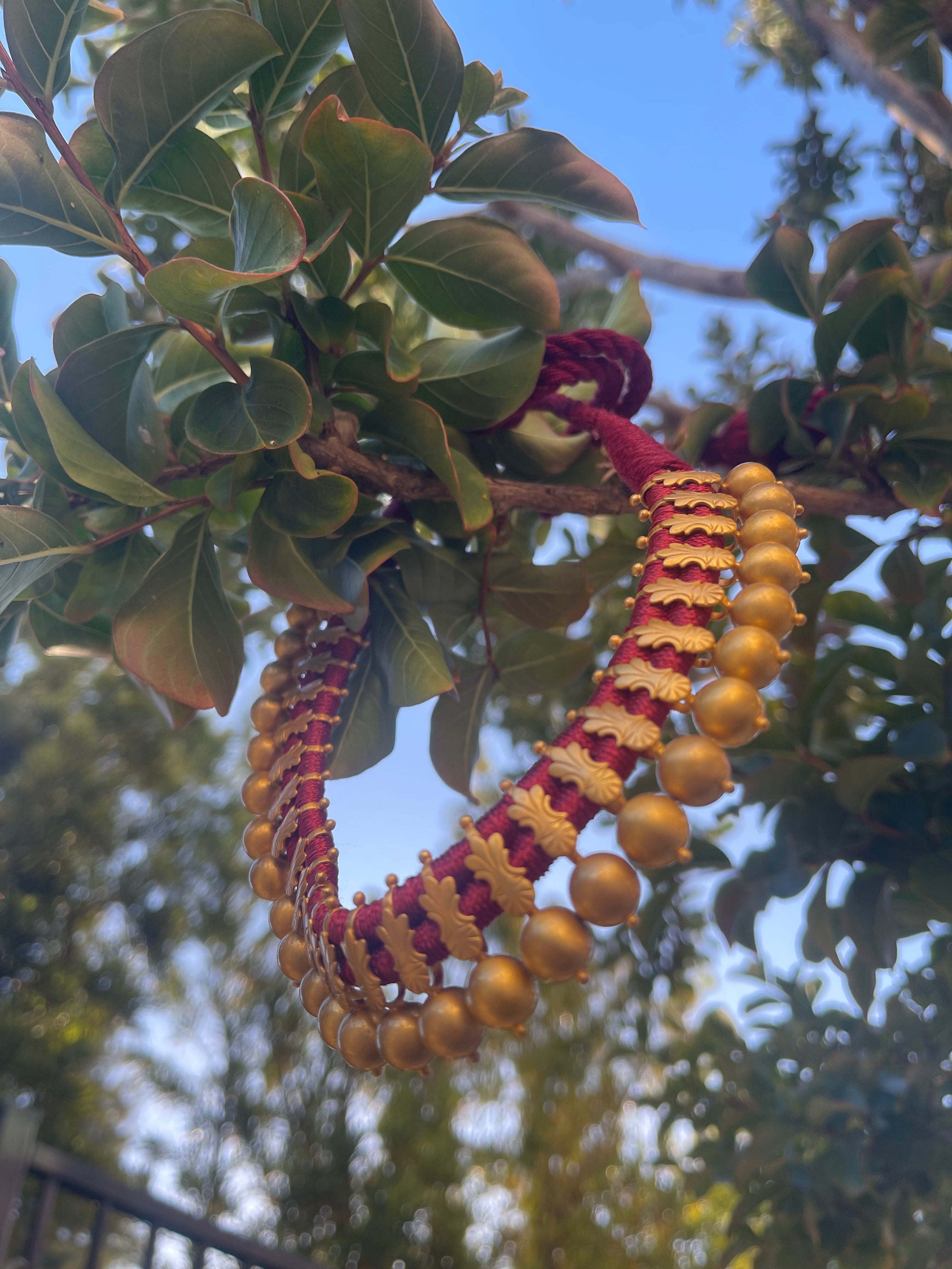 Silver Gold Plated Red Thread Kerala Necklace