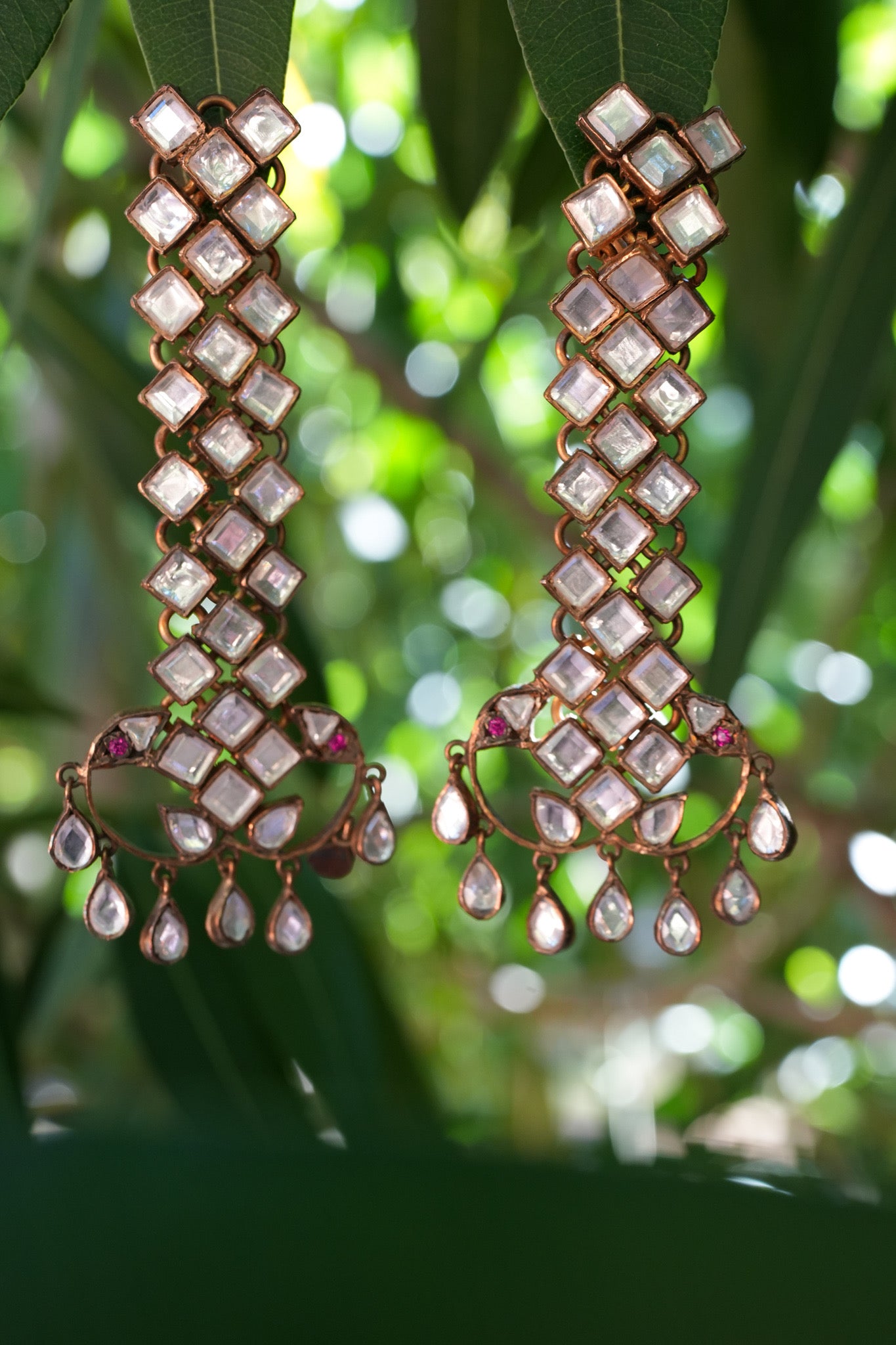 Silver Gold Plated Glass Earrings