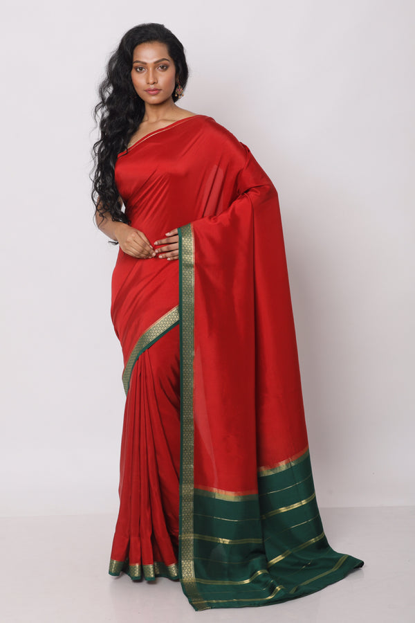 Authentic Red Mysore silk saree