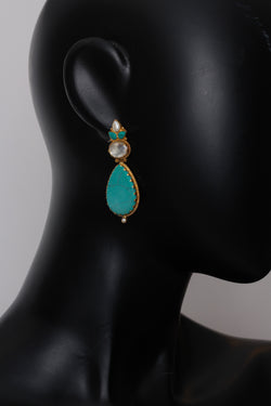 Silver Gold Plated Turquoise Stone earrings