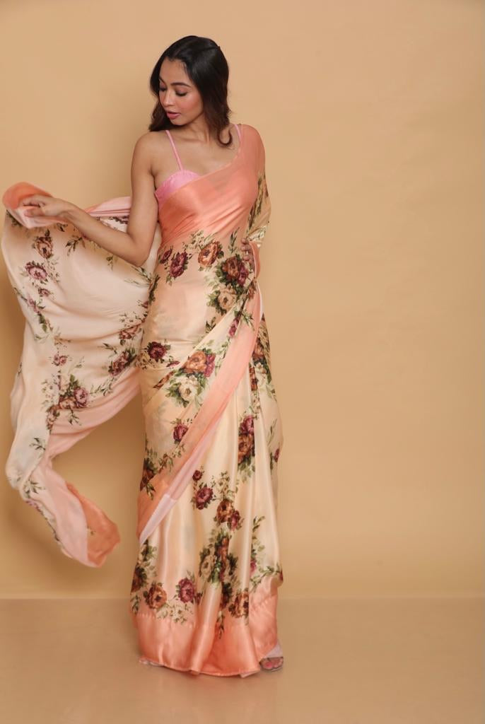 Printed Satin Saree
