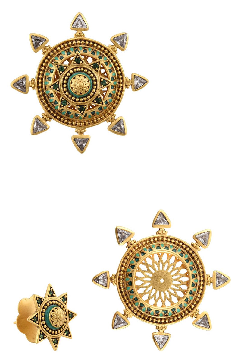 Silver Gold Plated Enamelled Star Ear Studs