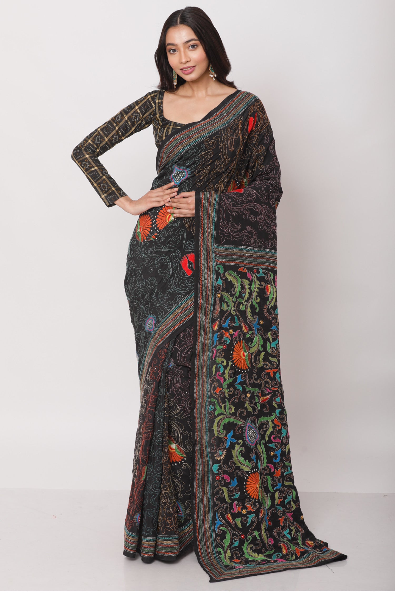 Joba Crepe Kantha Saree