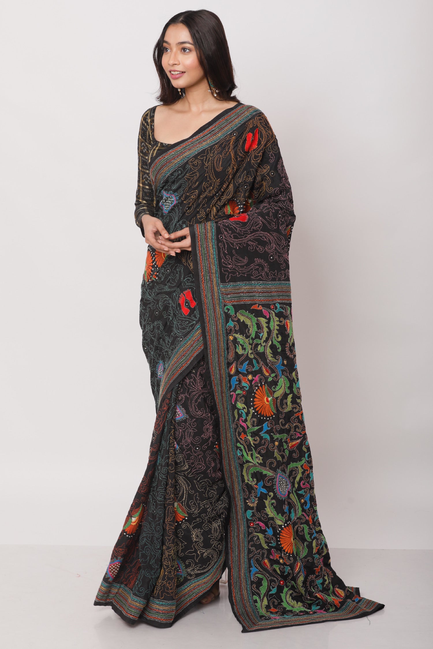 Joba Crepe Kantha Saree