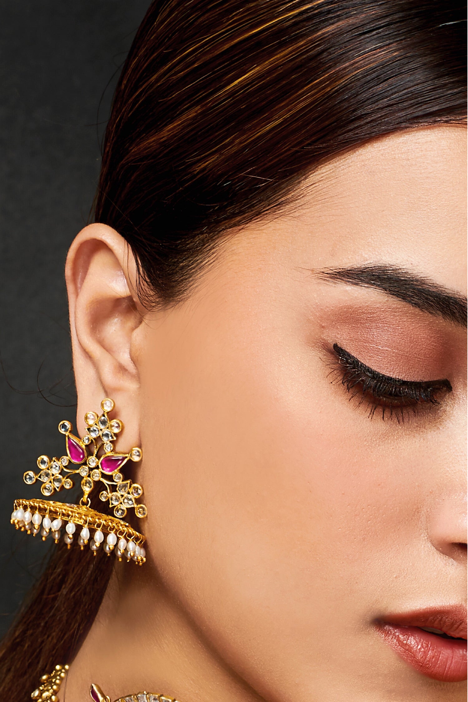 Silver Gold Plated Floral Jaali Jhumka Atulya Earrings