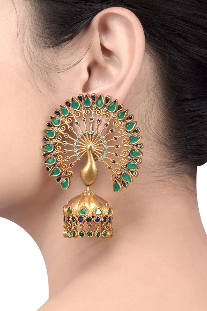 Gold Plated Handcrafted Designer Jhumka Earrings| Earrings for Women –  Silvermerc Designs
