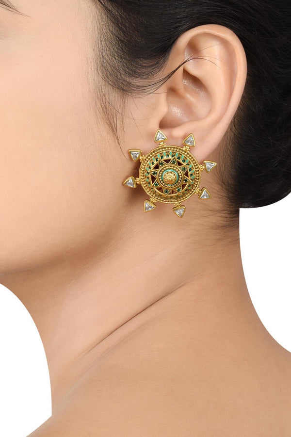 Silver Gold Plated Enamelled Star Ear Studs
