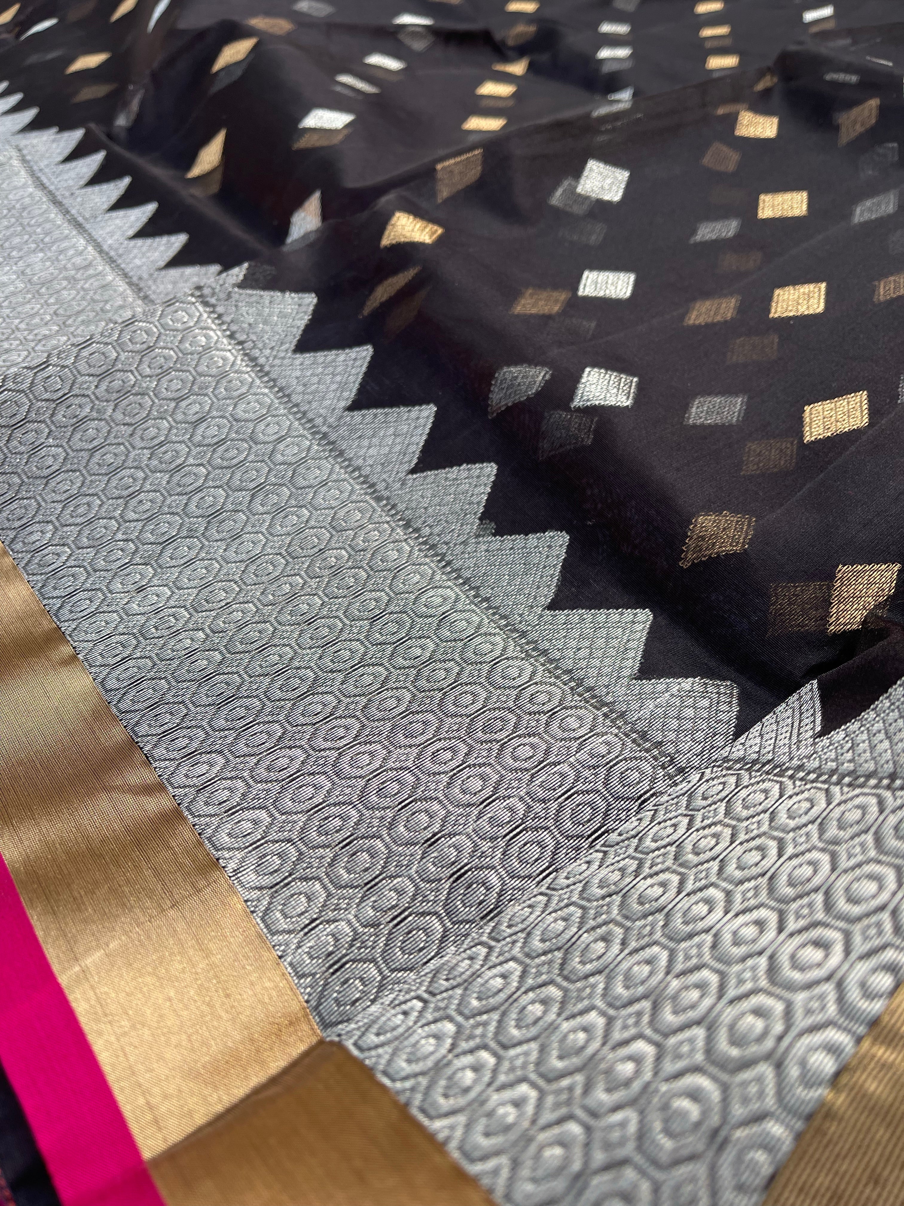 Black Chanderi saree